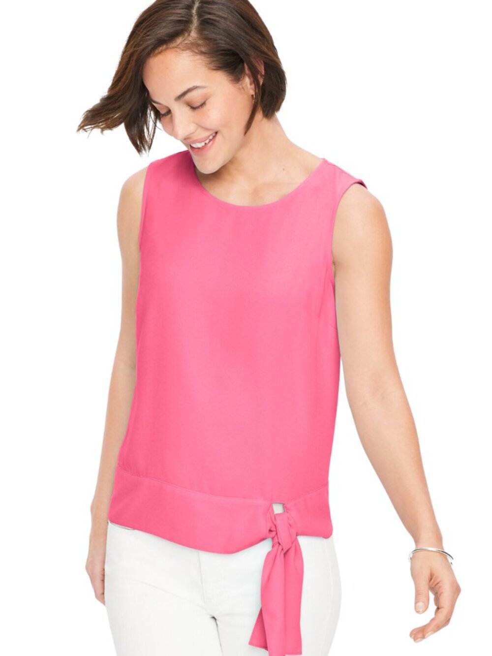 NEW Talbots Pink Crepe Side Tie Sleeveless Top